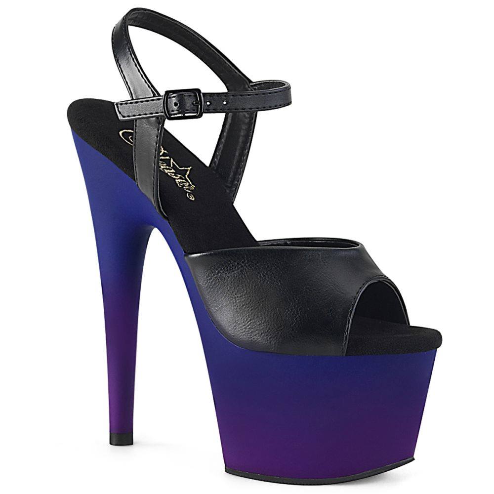 Pleaser - ADORE709BP Sandaal met enkelband, Paaldans schoenen - Paaldans schoenen - Zwart/Paars Product image